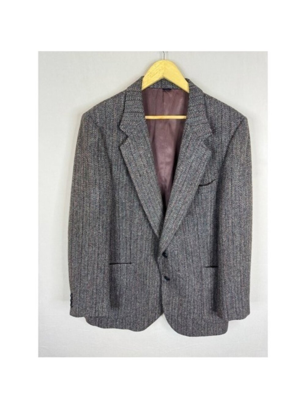 Harris Tweed Mens Grey Herringbone Virgin Wool Blazer Jacket The Bay 44-46